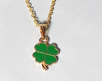 Shamrock Necklace, Gold Setting, Irish Pride - 18" Chain