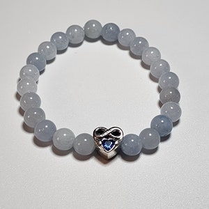 Sterling Silver/Aquamarine March Birthstone Beaded Bracelet