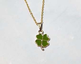 Shamrock Necklace - Gold Clover Pendant, Irish Jewelry (18 inch Chain)