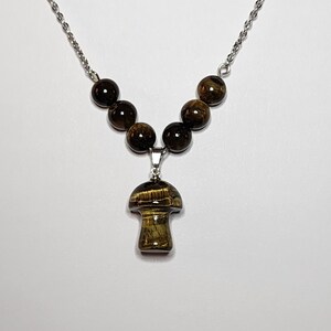 Yellow Tiger Eye Mushroom Necklace