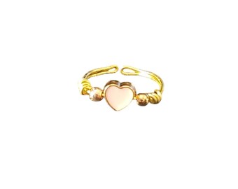 Bague en forme de coeur avec fil métallique - Rose clair