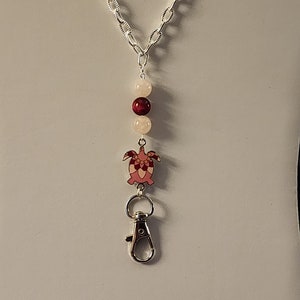 Turtle Lanyard, Pink Rose Quartz, Red Tiger&#39;s Eye