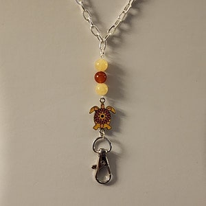 Turtle Lanyard, Yellow Jade, Orange Agate