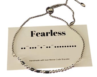 Morse Code Bracelet "Fearless" - Stainless Steel