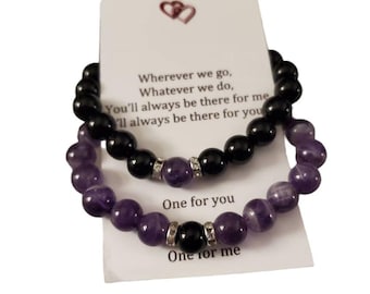 Magnetic Couples Bracelet Set – Dream Lace Amethyst & Black Onyx