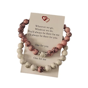 Magnetic Couples Bracelet Set - Pink Turquoise and White Howlite, Distance Bracelets, His and Her bracelets, Matching bracelets