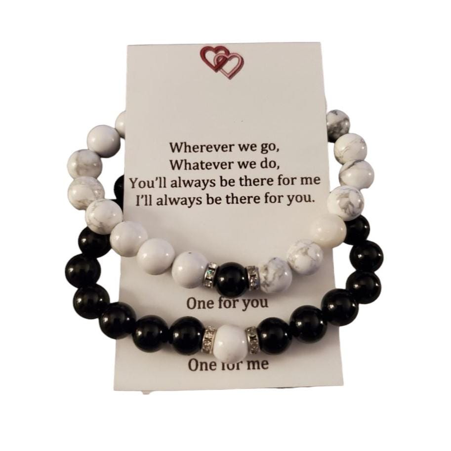 BOCHOI Braccialetti Per Coppie Di Attrazione Magnetica Set Di Braccialetti Di Howlite In Agata Nera Opaca Per 2 Fidanzata Fidanzata Ragazzi Ragazze Amanti Delle Ragazze Gioielli