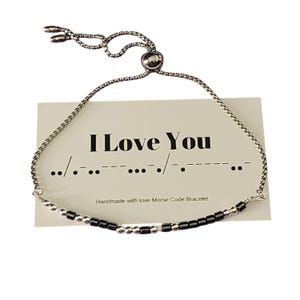Morse Code Bracelet &quot;I Love You&quot; - Stainless Steel
