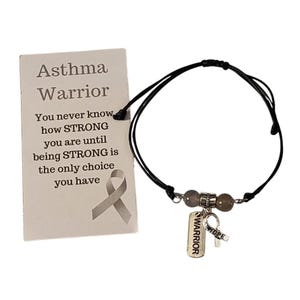 Asthma Awareness Braided Waxed Cord Bracelet