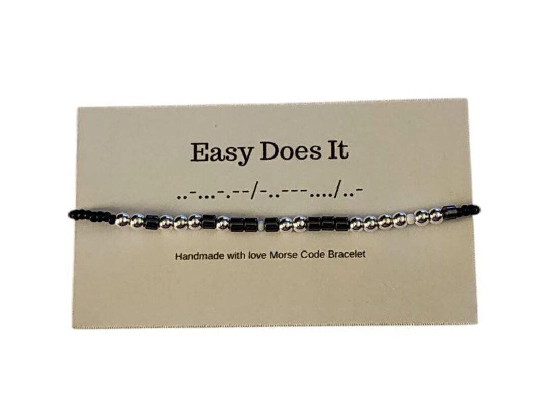 Band Bracelet Blue Moon Beads Morse Code Bracelet Loved Morse Code