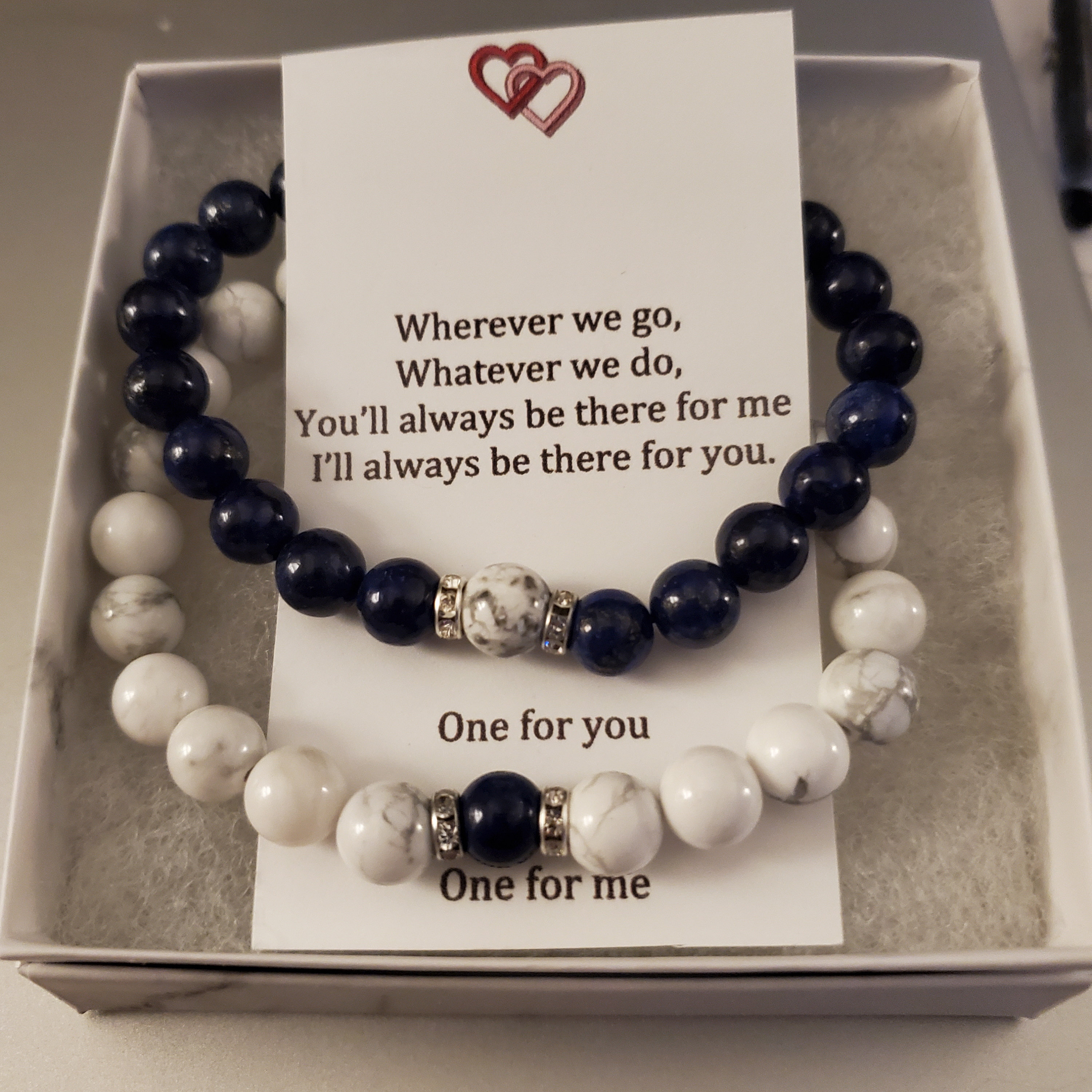 Set di braccialetti magnetici per coppie - Agata blu e ossidiana nera - Italia
