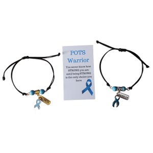 Postural Orthostatic Tachycardia Syndrome Awareness Adjustable Braided Waxed Cord Bracelet, POTS Awareness