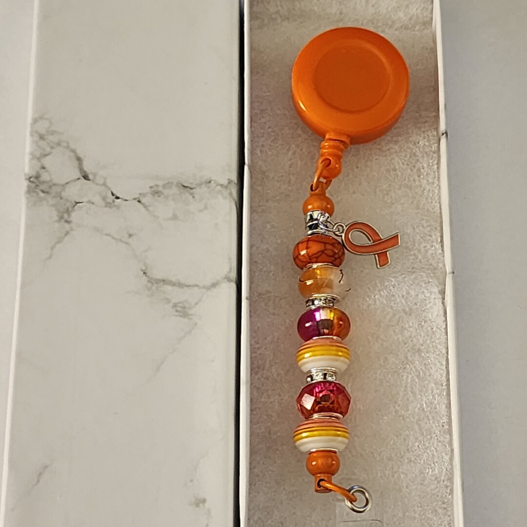 Awareness Ribbon Beaded Badge Clip – Glass Beads, Silver Charm - Etsy