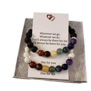 Magnetic Couples Bracelet - Chakra and Lava stones, Distance Bracelets, His and Her bracelets, Matching bracelets