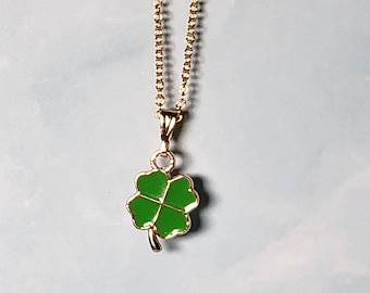 Gold Shamrock Necklace, Irish Pride Jewelry, 18 inch Chain