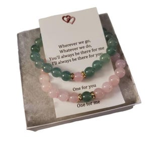 Magnetic Couples Bracelet Set - Green Aventurine and Pink Rose Quartz, Distance Bracelets, His and Her bracelets, Matching bracelets