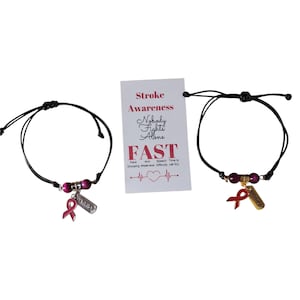 Pulsera ajustable de cordón encerado trenzado para la concientización sobre el accidente cerebrovascular