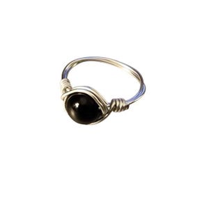 Black Onyx Wire Wrapped Ring