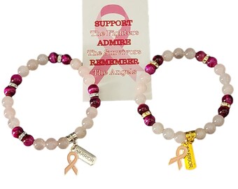 Breast Cancer Awareness Beaded Bracelet