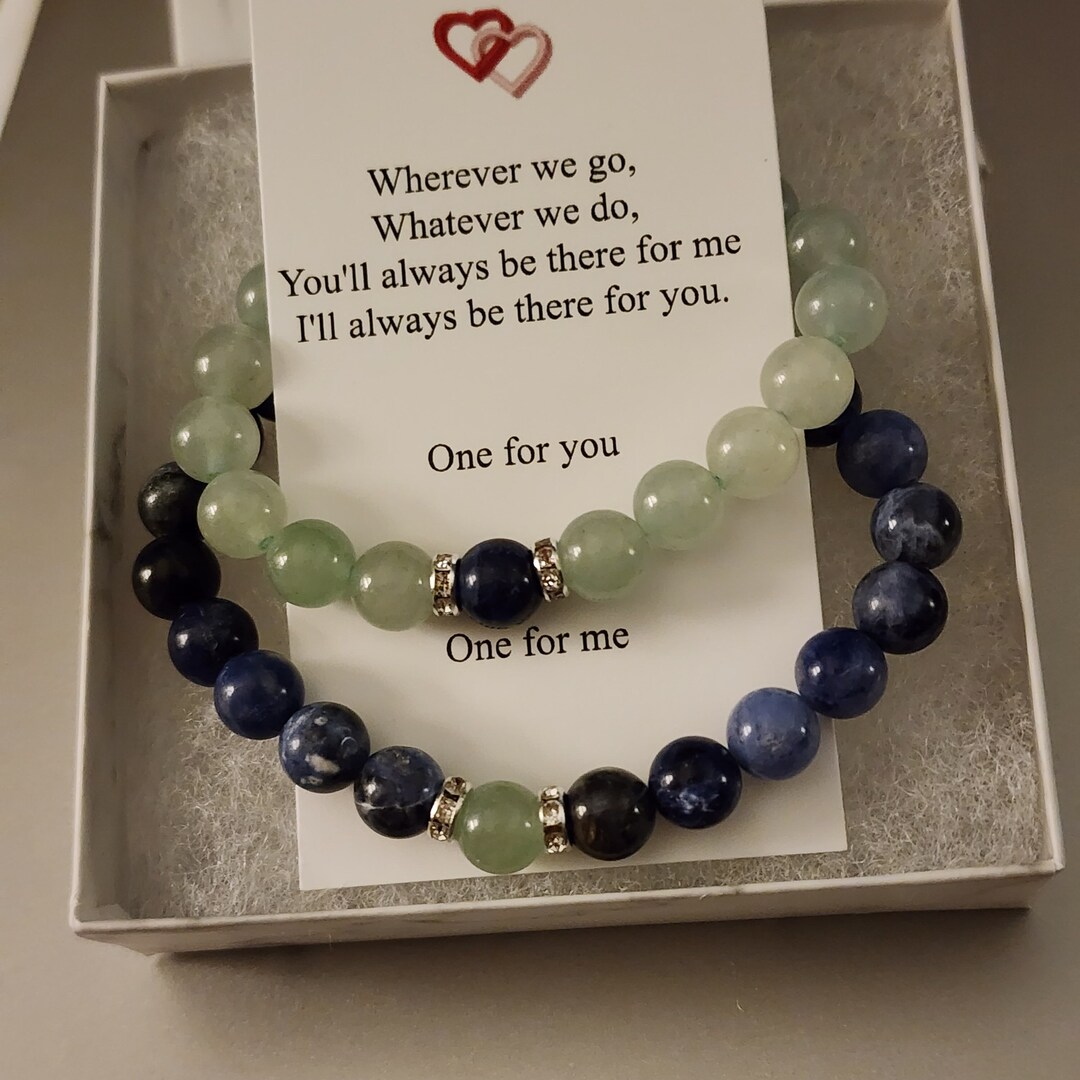 Couples Bracelet Set Blue Sodalite and Green Aventurine