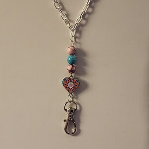 Heart Lanyard, Turquoise, Pink Turquoise