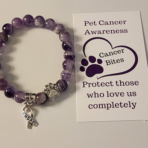 Pet Cancer Awareness Bracelet - Purple Dream Lace Amethyst