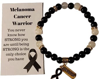 Melanoma Cancer Awareness Beaded Bracelet
