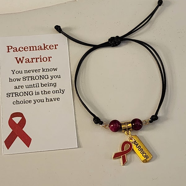 Pacemaker Awareness Braided Waxed Cord Bracelet