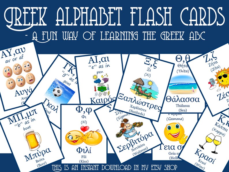 learning greek alphabet flash cards printable greek alphabet flash cards instant digital download greek summer cards greek summer words toys toys games lifepharmafze com