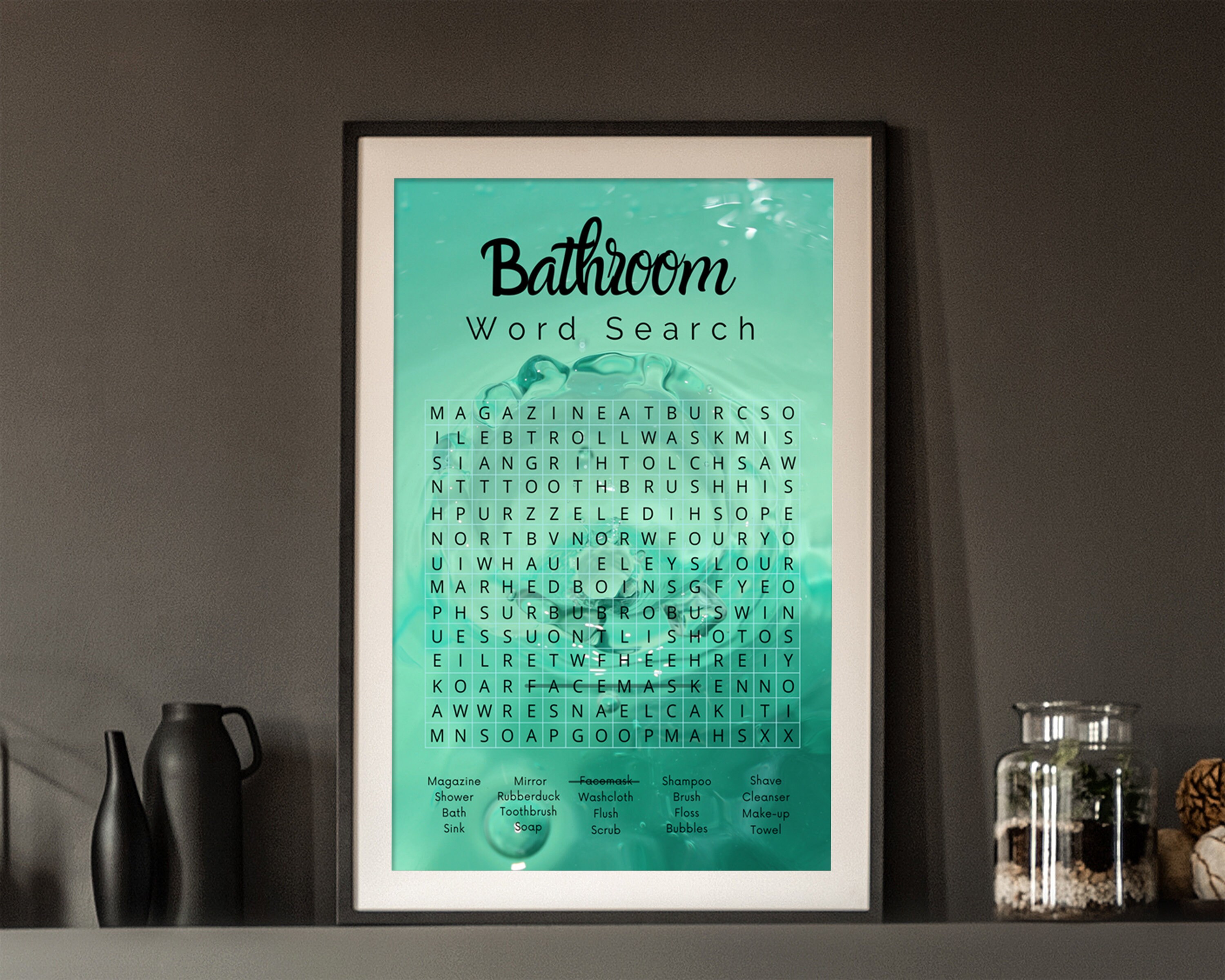 Toilet Word Search printable.Bathroom Poster.Bathroom Etsy