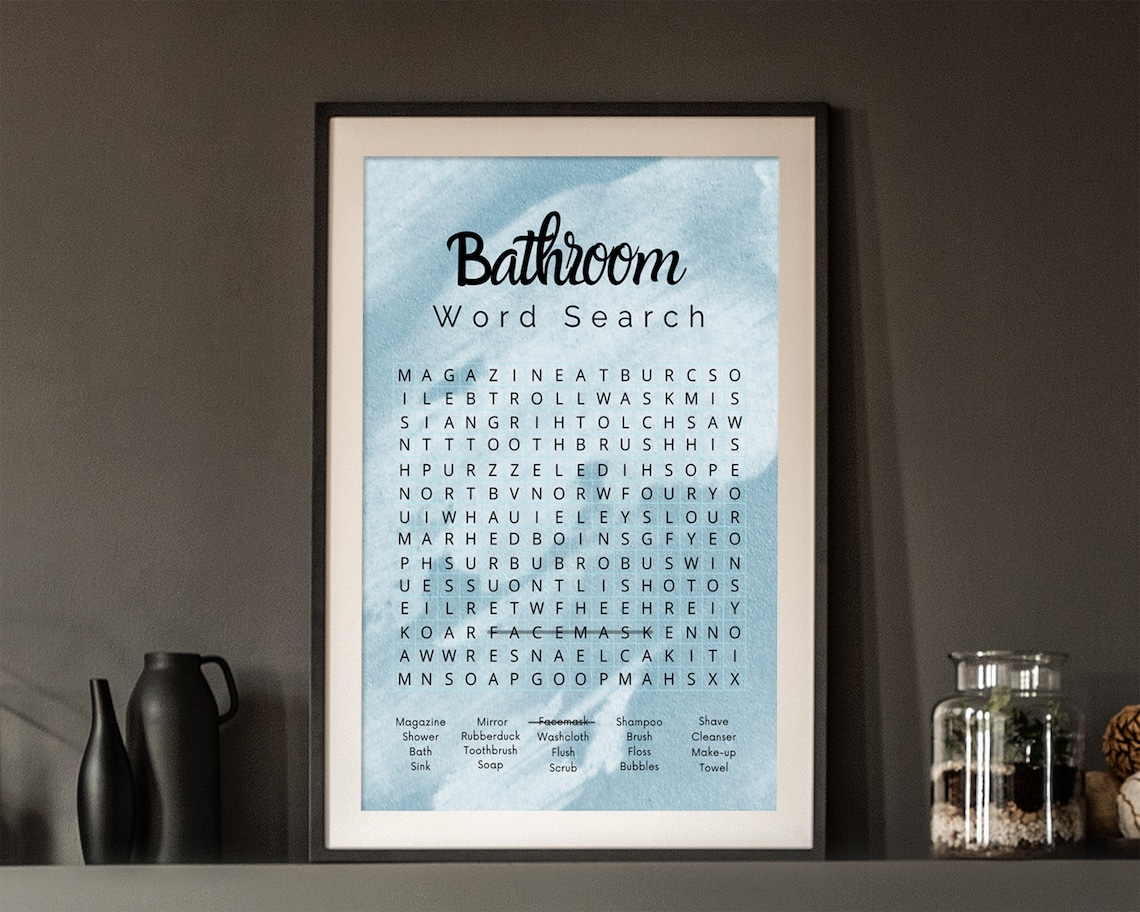Toilet Word Search Printable.Bathroom Poster.Bathroom Etsy