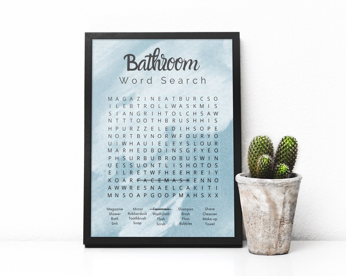 Toilet Word Search Printable.bathroom Poster.bathroom - Etsy UK