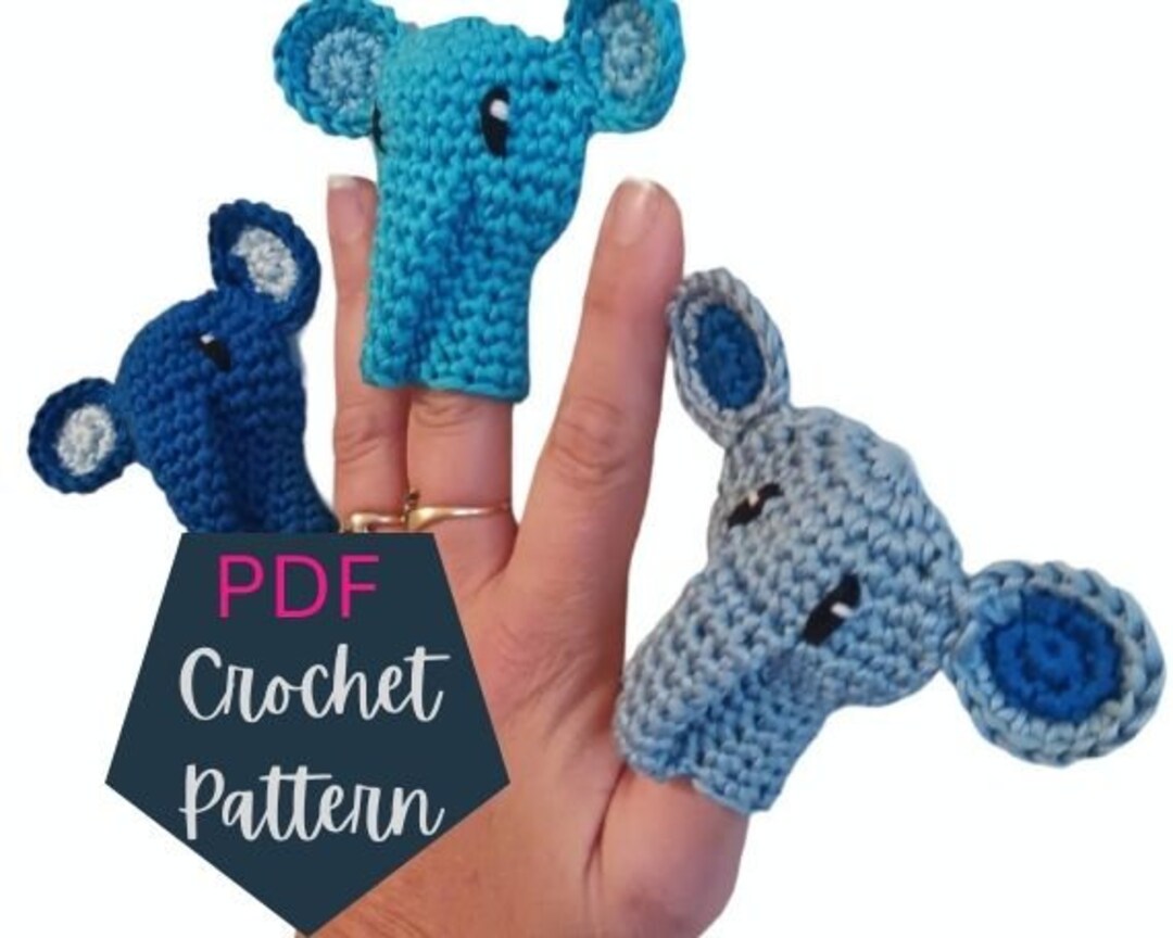 Cute Crochet Mini Elephant Finger Puppet Pattern How to Make Etsy