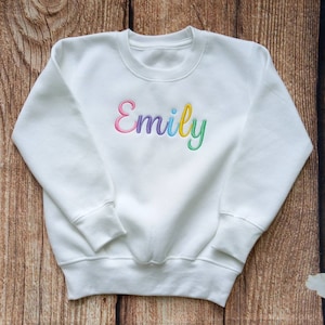 Childrens personalised jumper, child's embroidered sweater, kids rainbow jumper, childrens personalised gift, kids clothing