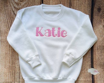 Childrens personalised jumper, child's embroidered sweater, personalised clothing for kids, personalised glitter sweatshirt, winter wardrobe