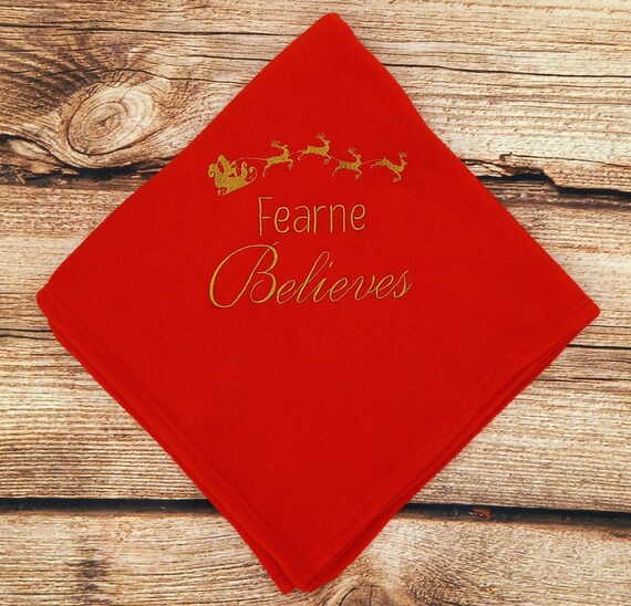 Personalised Christmas blanket embroidered baby blanket child s father Christmas shawl xmas baby gift believe in santa blanket