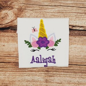 Girls personalised unicorn tshirt, glitter top, childrens embroidered unicorn t-shirt, unicorn top with name, kids outfit,childrens clothing