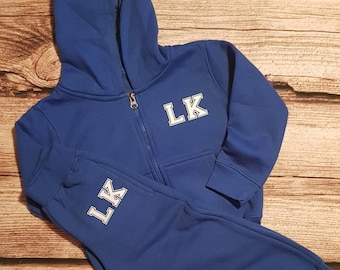 Childrens personalised tracksuit, Kids sportswear, Childs hoody and jogging bottoms set, child loungewear, childrens casual wear, kids gift.