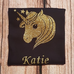 Children&#39;s unicorn tshirt, kids glitter unicorn top, child&#39;s personalised shirt, Personalised gift