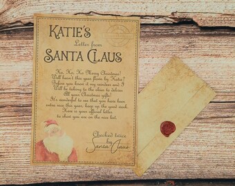 Personalised letter from Santa, Vintage letter from Santa Claus, Letter from Father Christmas, Childrens Letter from the North Pole
