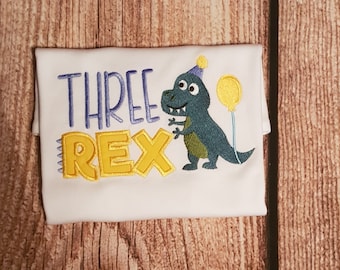 Boys birthday tshirt, childrens birthday top, Dinosaur t-shirt, three rex birthday outfit 3 year old birthday tee, childrens clothing, Three