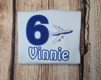 Children's personalised birthday jumper, kids aeroplane sweater, child's embroidered plane top, customised clothing, birthday outfit, tshirt