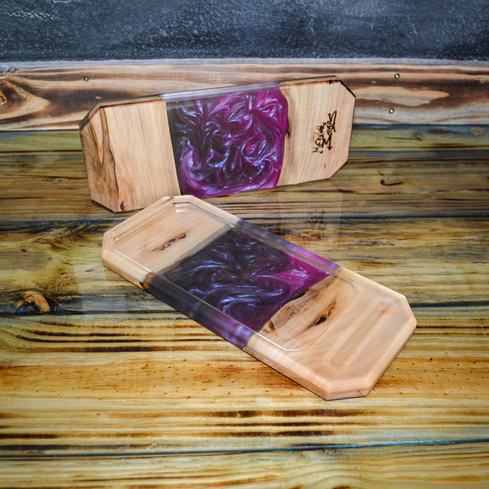 Rolling Tray Epoxy and Wood Handmade Rolling Trays Etsy