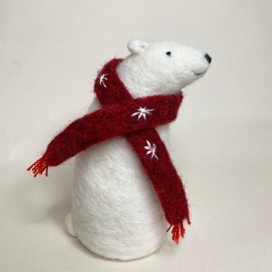 Christmas needle felted polar bear decoration