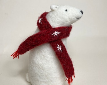 Christmas needle felted polar bear decoration home decor