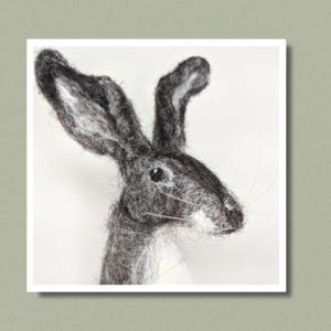Grußkarte | 6X6 Zoll Quadrat | Nadel gefilzte Geburtstagskarte | Feier | Hase Design