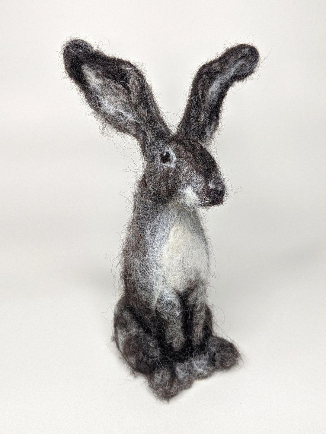 Needle Felted Hare Sculpture, Realistic Wool Rabbit, Woodland Animal ...