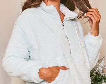 oversized sherpa pullover