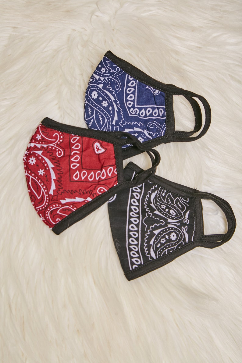 Made in USA Bandana Print Cool Breathable Linen 3D Pocket Face M Made in USA Bandana Print Cool Breathable Linen 3D Pocket Face M
