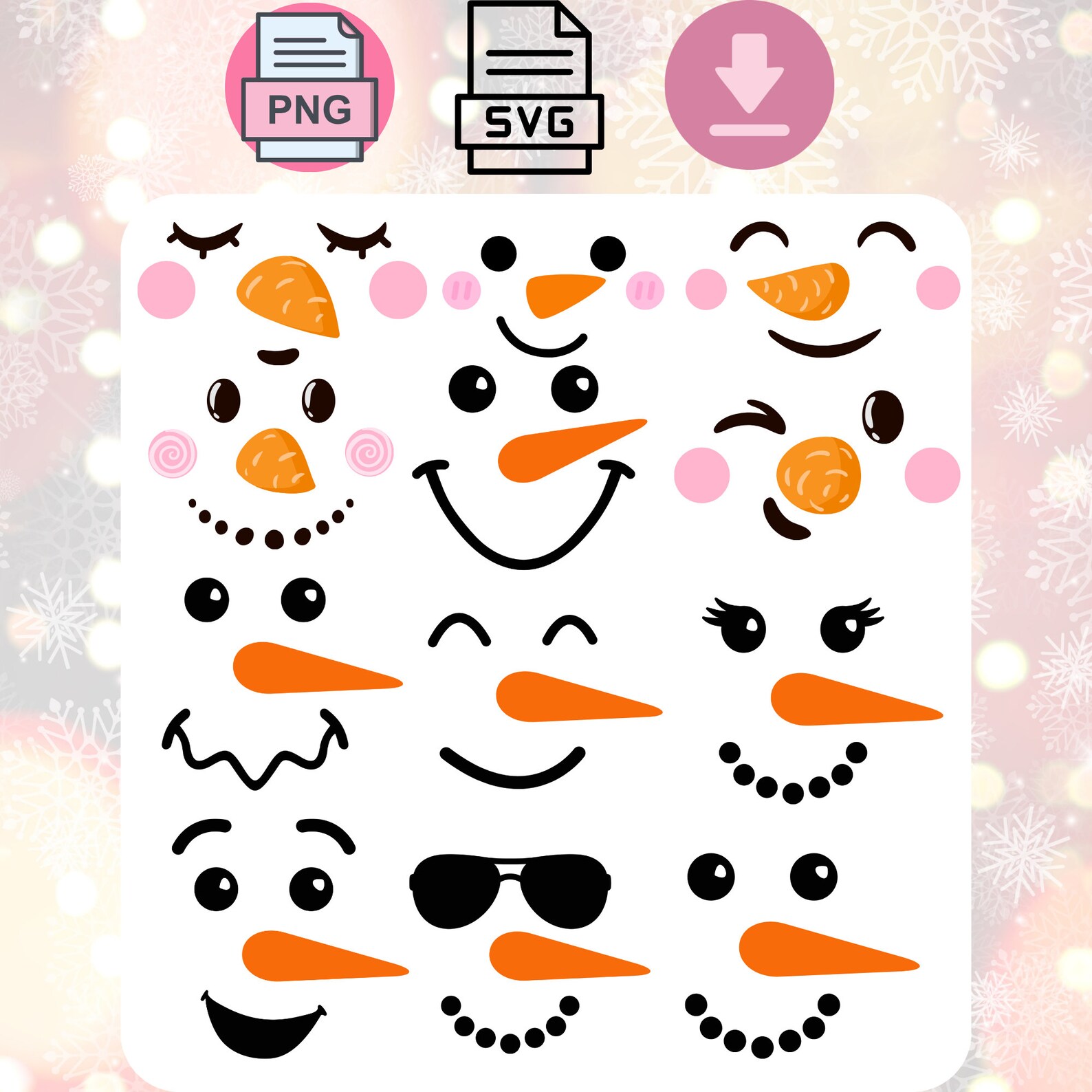Snowman Faces Svg Snowman Svg Snowman Clipart Christmas Svg Snowman Cut